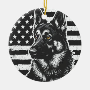 Décoration En Céramique Chien berger allemand USA Drapeau américain 4 juil