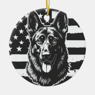 Décoration En Céramique Chien berger allemand USA Drapeau américain 4 juil