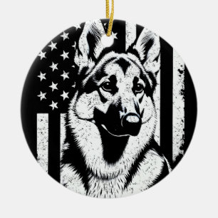 Décoration En Céramique Chien berger allemand USA Drapeau américain 4 juil