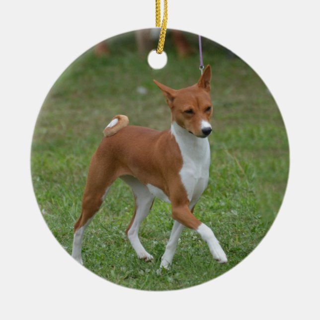 Décoration En Céramique Chien caracolant de Basenji (Devant)