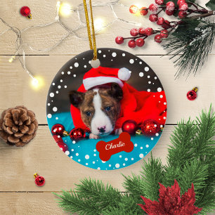 Décoration En Céramique Chien Chien Chien Chien Premier Noël Simple Photo