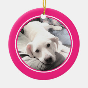 Décoration En Céramique Chien coquelicot mignon avec papa rose chaud rond