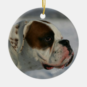 Décoration En Céramique Chien de boxeur dans la neige