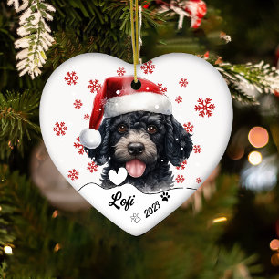 Décoration En Céramique Chien de caniche de Noël Personnalisé