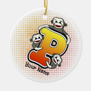 Décoration En Céramique Chien de chaussette à monogramme P