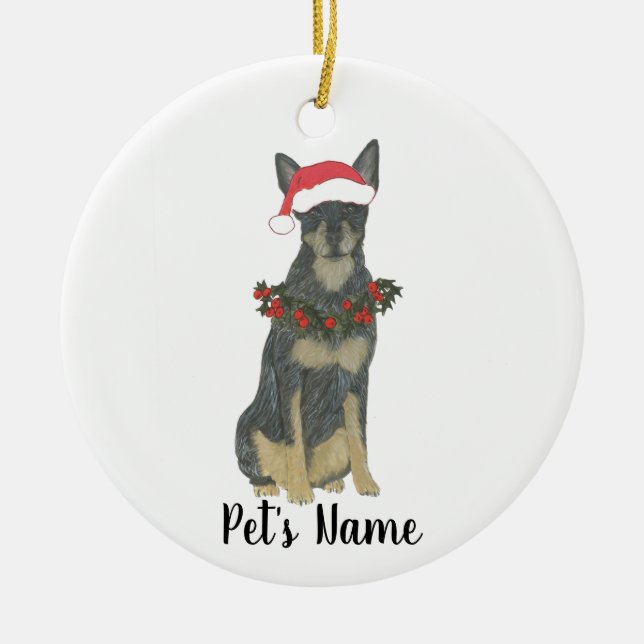 Décoration En Céramique Chien de crosse bleu Heeler Noël (Devant)