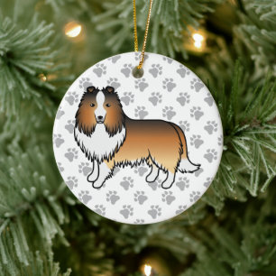 Décoration En Céramique Chien de dessin animé Shetland Sable Sheltie & Pat