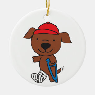 Décoration En Céramique Chien de jambe cassé