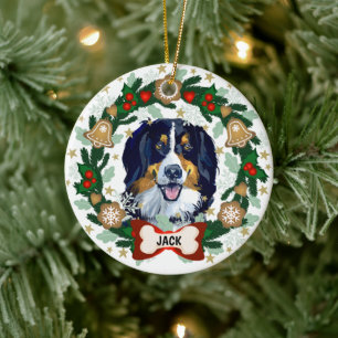Décoration En Céramique Chien de montagne bernois Chien de Noël Cookie Wre