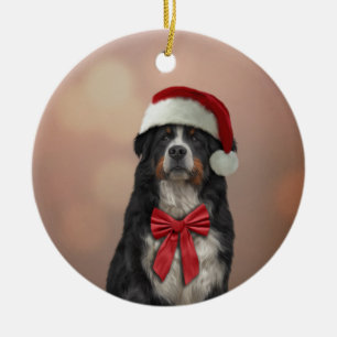 Décoration En Céramique Chien de Montagne bernois en casquette rouge du Pè
