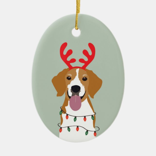 Décoration En Céramique Chien de Noël beagle Joyeux Woofmas (Devant)