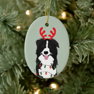 Décoration En Céramique Chien de Noël Joyeux Pawlidays