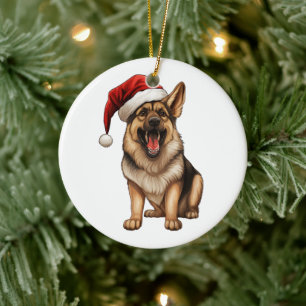 Décoration En Céramique Chien de Noël personnalisé amusant Berger Allemand