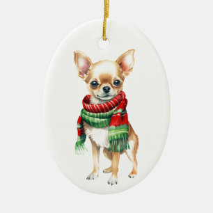 Décoration En Céramique Chien de Noël, Vacances Chihuahua