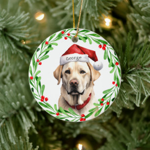 Décoration En Céramique Chien de Noël Yellow Lab Labrador Retriever Père N