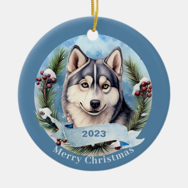 Décoration En Céramique Chien de Sibérie Husky Art Pet (Devant)