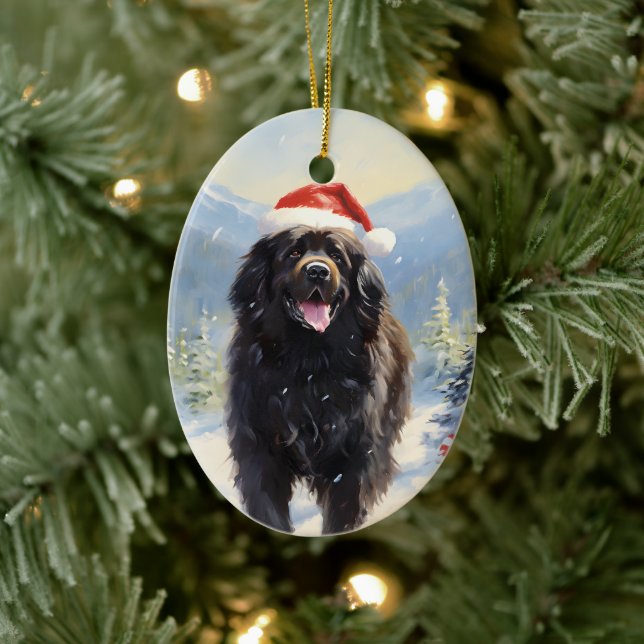 Décoration En Céramique Chien de Terre-Neuve (Arbre)