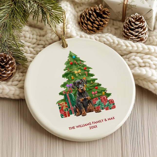 Décoration En Céramique Chien Dobermann Noël personnalisé (Créateur téléchargé)