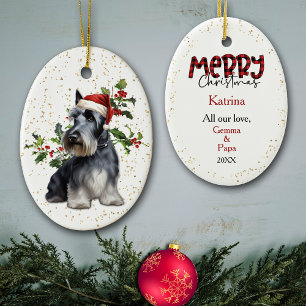 Décoration En Céramique Chien écossais Terrier Christmas Holly