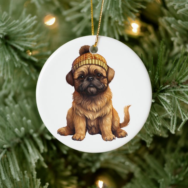 Décoration En Céramique Chien Griffon de Bruxelles personnalisé (Arbre)