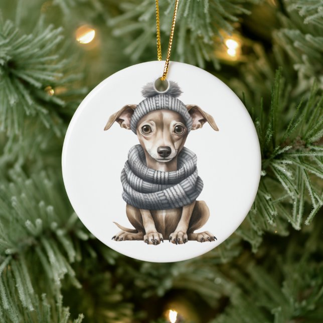 Décoration En Céramique Chien gris italien personnalisé (Arbre)