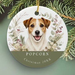 Décoration En Céramique Chien Jack Russell Terrier Aquarelle Noël