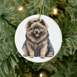 Décoration En Céramique Chien Keeshonté personnalisé