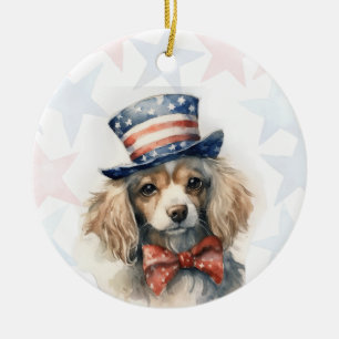Décoration En Céramique Chien King Charles Spaniel, 4 juillet Personnalisé