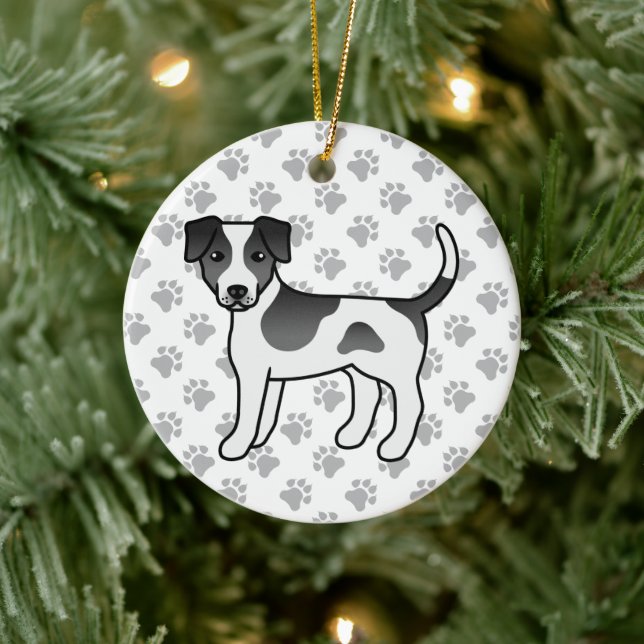 Décoration En Céramique Chien mignon Danois-Suédois Noir Et Blanc (Arbre)