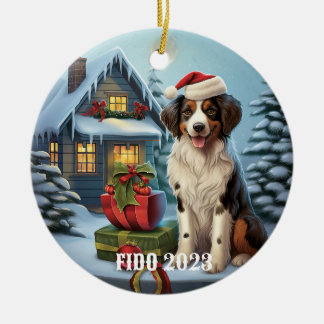 Décoration En Céramique Chien mignon en 3D à Noël