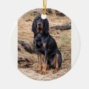 Décoration En Céramique Chien noir et bronzage de Coonhound