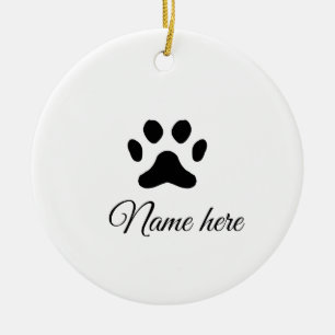 Décoration En Céramique Chien patte noir animal ajouter nom texte animal p