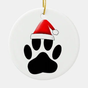 Décoration En Céramique Chien Pawprint Santa Hat