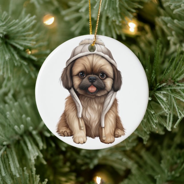 Décoration En Céramique Chien pekingese personnalisé (Arbre)