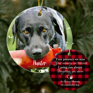 Décoration En Céramique Chien Perdu d'animal Photo Red Buffalo Plaid Pet M