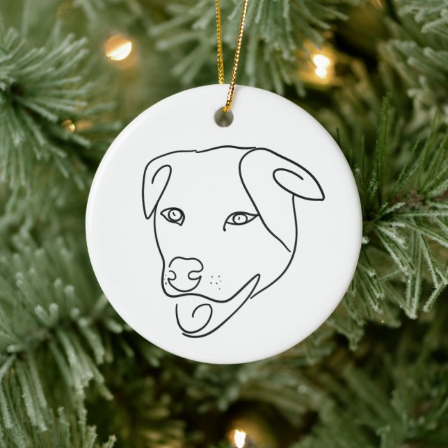 Décoration En Céramique Chien Pit Bull Terrier Ligne de patte personnalisé (Arbre)