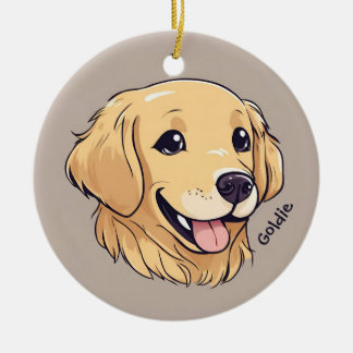 Décoration En Céramique Chien Retriever Doré Mignon