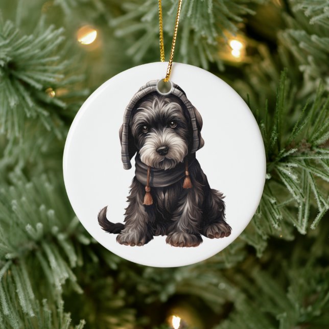 Décoration En Céramique Chien Schnauzer Géant Personnalisé (Arbre)