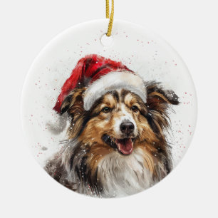 Décoration En Céramique Chien Sheltie Noël Personnalisé