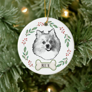 Décoration En Céramique Chien Spitz allemand Dessin personnalisé à la main