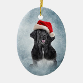Décoration En Céramique Chien Terre-Neuve dans le casquette rouge du père