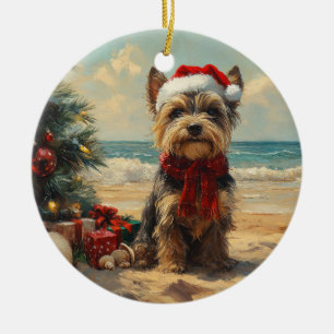 Décoration En Céramique Chien Terrier Écossais Noël Plage Vintage