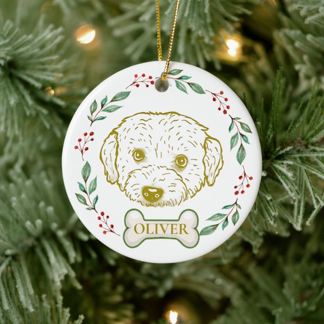 Décoration En Céramique Chien Westiepod Dessin main personnalisé (Arbre)
