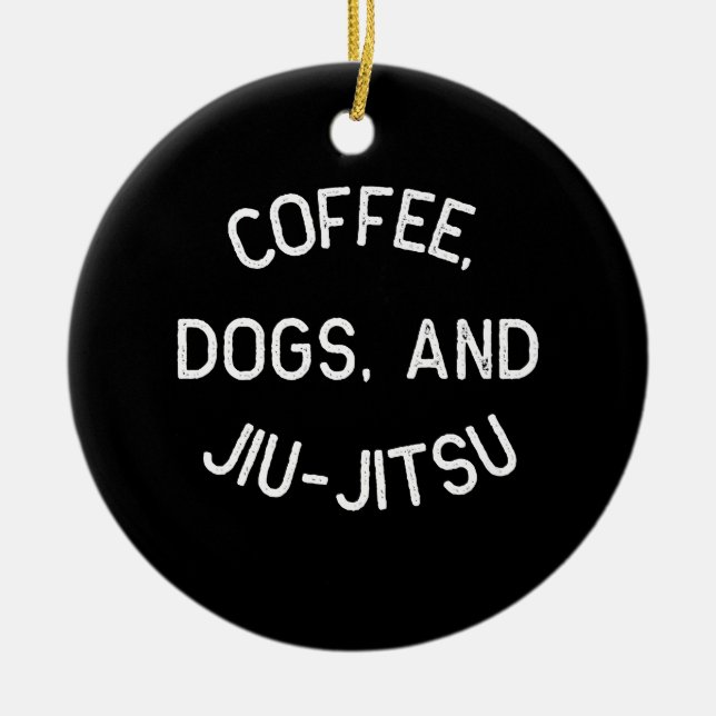 Décoration En Céramique Chiens de café Jiu Jitsu pour BJJ, Jujitsu Gift (Devant)