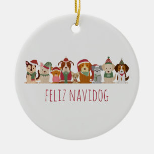 Décoration En Céramique Chiens de Noël Feliz Navidog