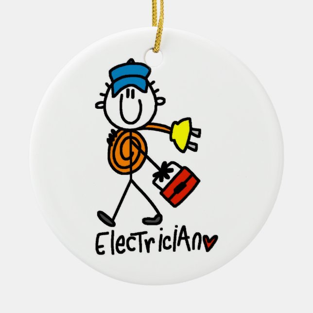 Décoration En Céramique Chiffre de bâton d'électricien (Devant)