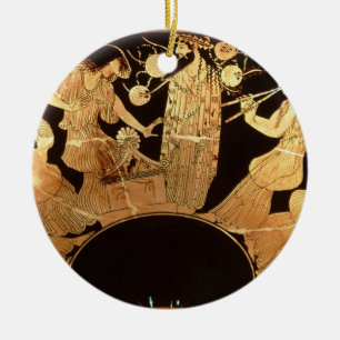 Décoration En Céramique Chiffre rouge kylix de grenier dépeignant Dionysu