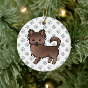 Décoration En Céramique Chihuahua à longs poils au chocolat Chien de dessi