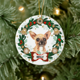 Décoration En Céramique Chihuahua Chien Noël mignon Chien Cookie Wreath