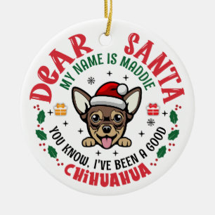 Décoration En Céramique Chihuahua Chien personnalisé Arbre de Noël rond